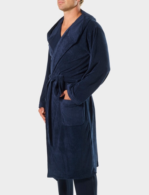 Mitch Dowd Frenchie Hooded Robe, Navy product photo View 03 L