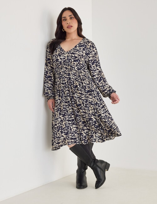 Studio Curve Shirred Empire Panel Dress, Desert Print product photo