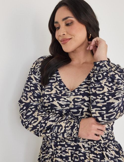 Studio Curve Shirred Empire Panel Dress, Desert Print product photo View 04 L