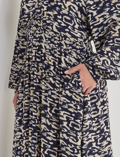 Studio Curve Shirred Empire Panel Dress, Desert Print product photo View 05 L