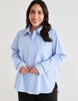Studio Curve Striped Shirt with Print Trim, Blue product photo