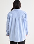 Studio Curve Striped Shirt with Print Trim, Blue product photo View 02 S