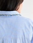 Studio Curve Striped Shirt with Print Trim, Blue product photo View 07 S