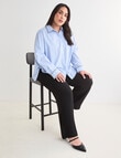 Studio Curve Striped Shirt with Print Trim, Blue product photo View 08 S