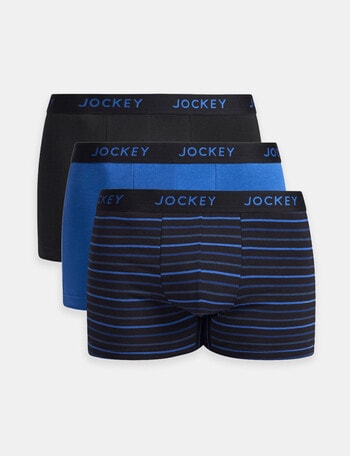 Jockey Comfort Stripe Trunk, 3-Pack, Black & Blue Stripe product photo
