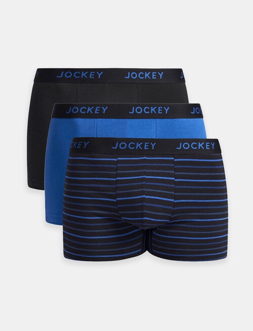 Jockey Comfort Stripe Trunk, 3-Pack, Black & Blue Stripe product photo