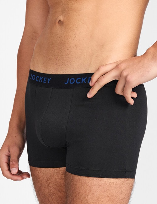 Jockey Comfort Stripe Trunk, 3-Pack, Black & Blue Stripe product photo View 04 L