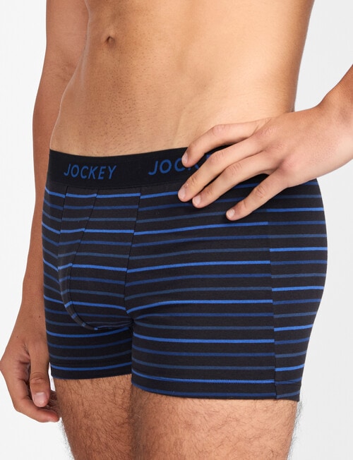 Jockey Comfort Stripe Trunk, 3-Pack, Black & Blue Stripe product photo View 06 L