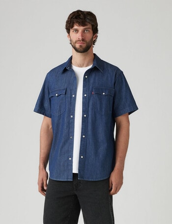 Levis Relaxed fit Short Sleeve Western Shirt, Dark Wash product photo