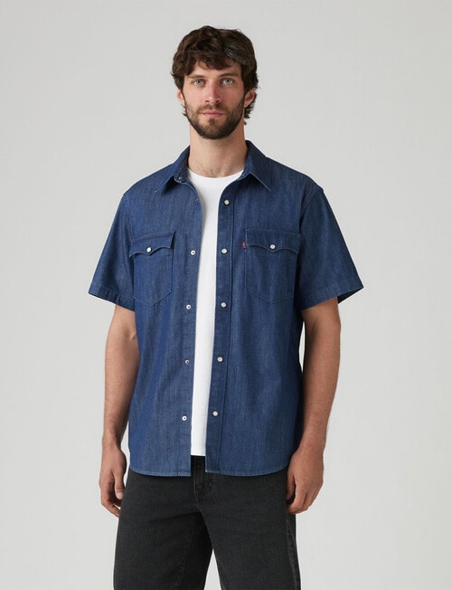 Levis Relaxed fit Short Sleeve Western Shirt, Dark Wash product photo