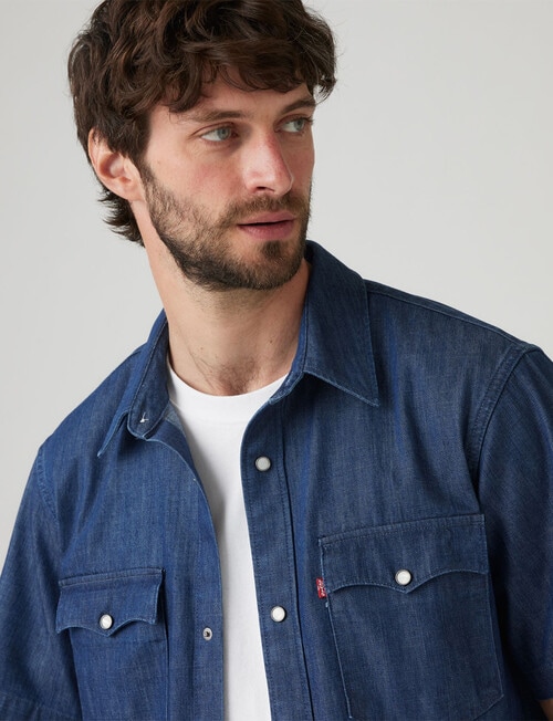 Levis Relaxed fit Short Sleeve Western Shirt, Dark Wash product photo View 03 L