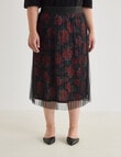 Studio Curve Pleated Mesh Skirt, Black & Print product photo