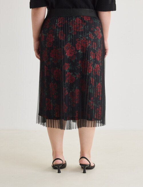Studio Curve Pleated Mesh Skirt, Black & Print product photo View 02 L