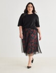 Studio Curve Pleated Mesh Skirt, Black & Print product photo View 03 S