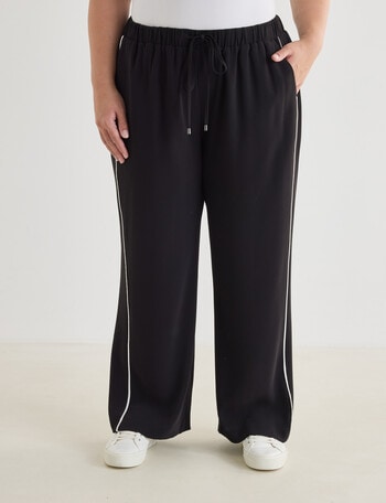 Studio Curve Pant with Contrast Trim, Black & Cream product photo
