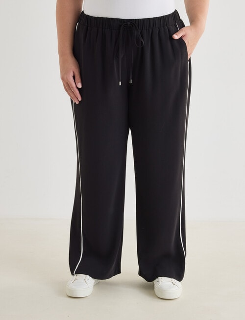 Studio Curve Pant with Contrast Trim, Black & Cream product photo