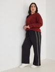 Studio Curve Pant with Contrast Trim, Black & Cream product photo View 03 S