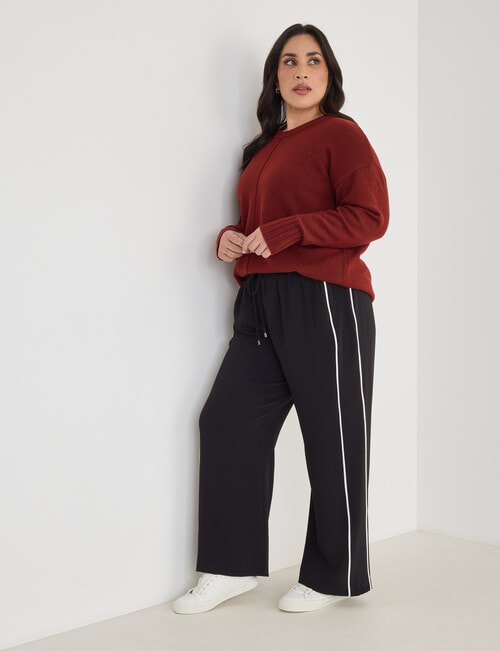 Studio Curve Pant with Contrast Trim, Black & Cream product photo View 03 L