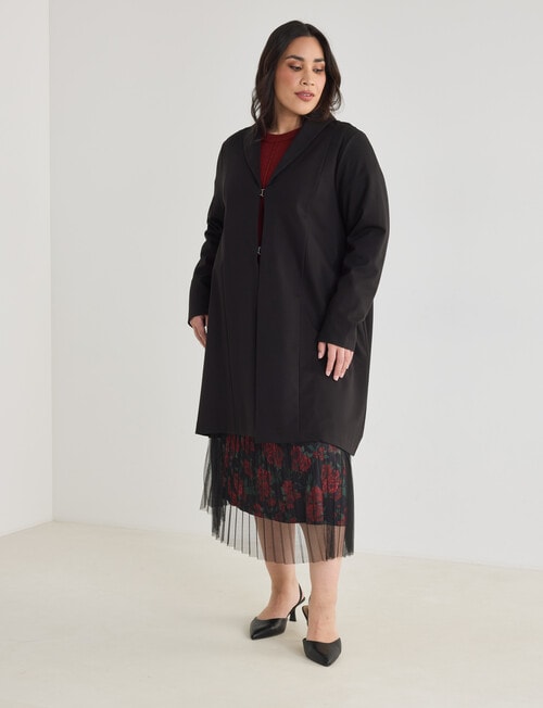 Studio Curve Longline Knit Jacket, Black product photo View 05 L