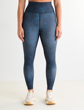 Superfit Limitless Leopard Leggings, Black & Teal product photo
