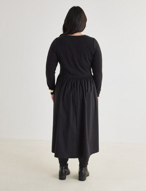 Studio Curve Tea Dress with Gathered Skirt, Black product photo View 02 L