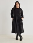 Studio Curve Tea Dress with Gathered Skirt, Black product photo View 03 S