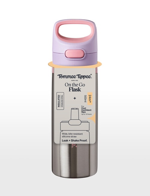 Tommee Tippee ON THE GO Stainless Steel Straw Bottle 500ml, 24m+, Assorted Colours product photo View 04 L