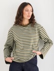 Mineral Alba Stripe Long Sleeve Tee, Green Stripe product photo