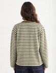 Mineral Alba Stripe Long Sleeve Tee, Green Stripe product photo View 02 S