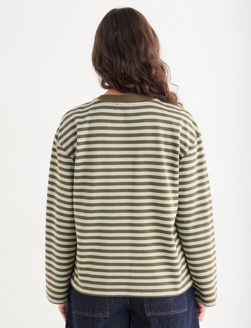 Mineral Alba Stripe Long Sleeve Tee, Green Stripe product photo View 02 L