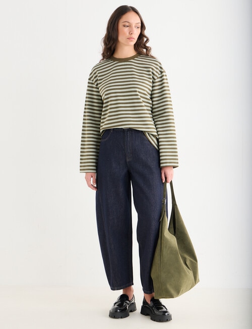 Mineral Alba Stripe Long Sleeve Tee, Green Stripe product photo View 03 L