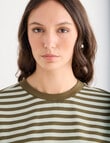 Mineral Alba Stripe Long Sleeve Tee, Green Stripe product photo View 04 S