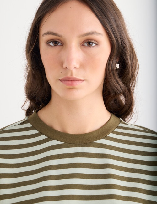 Mineral Alba Stripe Long Sleeve Tee, Green Stripe product photo View 04 L