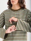 Mineral Alba Stripe Long Sleeve Tee, Green Stripe product photo View 05 S