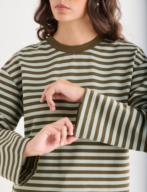 Mineral Alba Stripe Long Sleeve Tee, Green Stripe product photo View 05 L