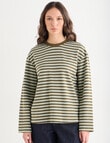 Mineral Alba Stripe Long Sleeve Tee, Green Stripe product photo View 07 S