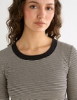 Mineral Hazel Rib Crew Long Sleeve Top, Black Mini Stripe product photo View 04 S