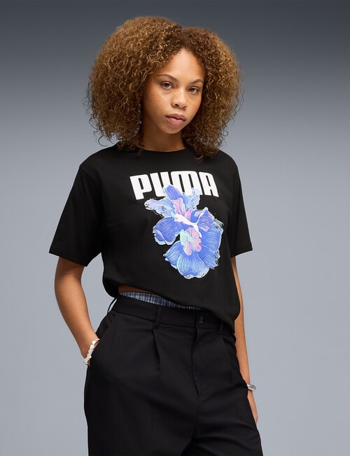 Puma Graphics Relaxed Flower Tee, Black product photo View 03 L