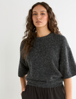 Mineral Boxy Oversized Alpaca Tee, Charcoal product photo