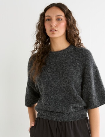 Mineral Boxy Oversized Alpaca Tee, Charcoal product photo