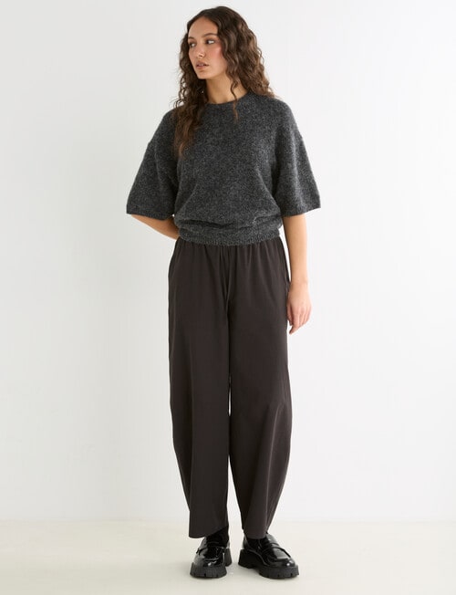 Mineral Boxy Oversized Alpaca Tee, Charcoal product photo View 03 L