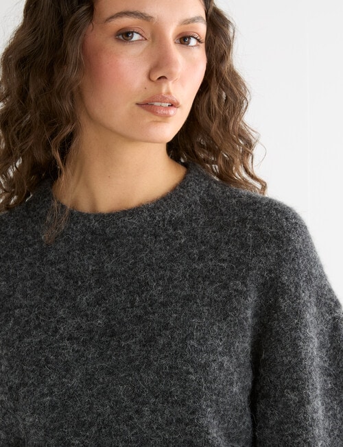 Mineral Boxy Oversized Alpaca Tee, Charcoal product photo View 04 L