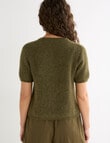 Mineral Theo Alpaca Short Sleeve Cardigan, Pine Green product photo View 02 S