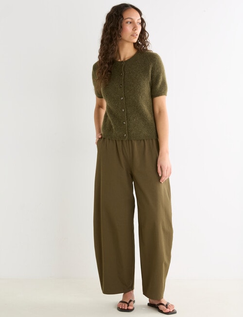 Mineral Theo Alpaca Short Sleeve Cardigan, Pine Green product photo View 03 L
