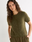 Mineral Theo Alpaca Short Sleeve Cardigan, Pine Green product photo View 06 S