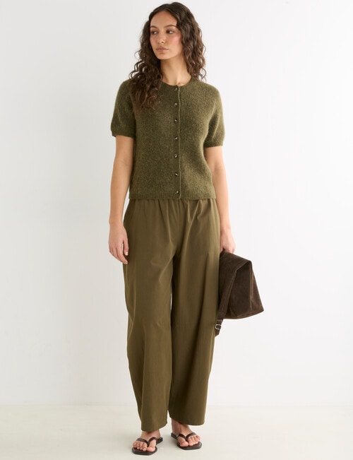 Mineral Theo Alpaca Short Sleeve Cardigan, Pine Green product photo View 07 L