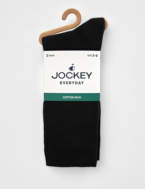 Jockey Woman Everyday Crew Socks, 3-Pack, Black, 3-11 product photo