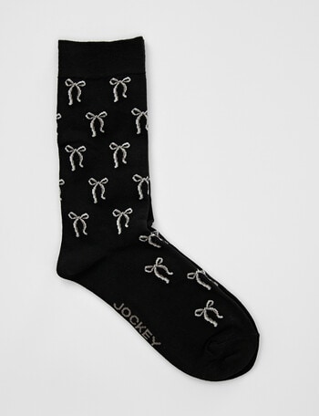 Jockey Woman Prem Fashion Crew Socks, Sweet Bow Black, 3-8 product photo