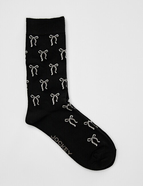 Jockey Woman Prem Fashion Crew Socks, Sweet Bow Black, 3-8 product photo