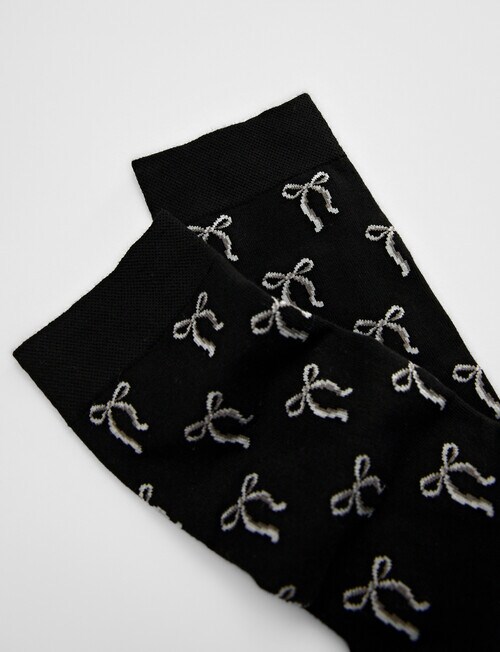 Jockey Woman Prem Fashion Crew Socks, Sweet Bow Black, 3-8 product photo View 03 L